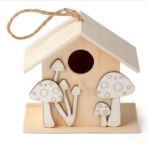 Hanging Bird-feeder/Birdhouse, Unfinished Wood Mushroom, NWT 🦜🍄‍🟫